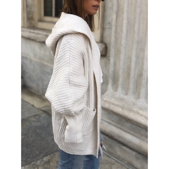 Cream Chunky Knit Hoodie Cardigan - Willow - Picture 2 of 8